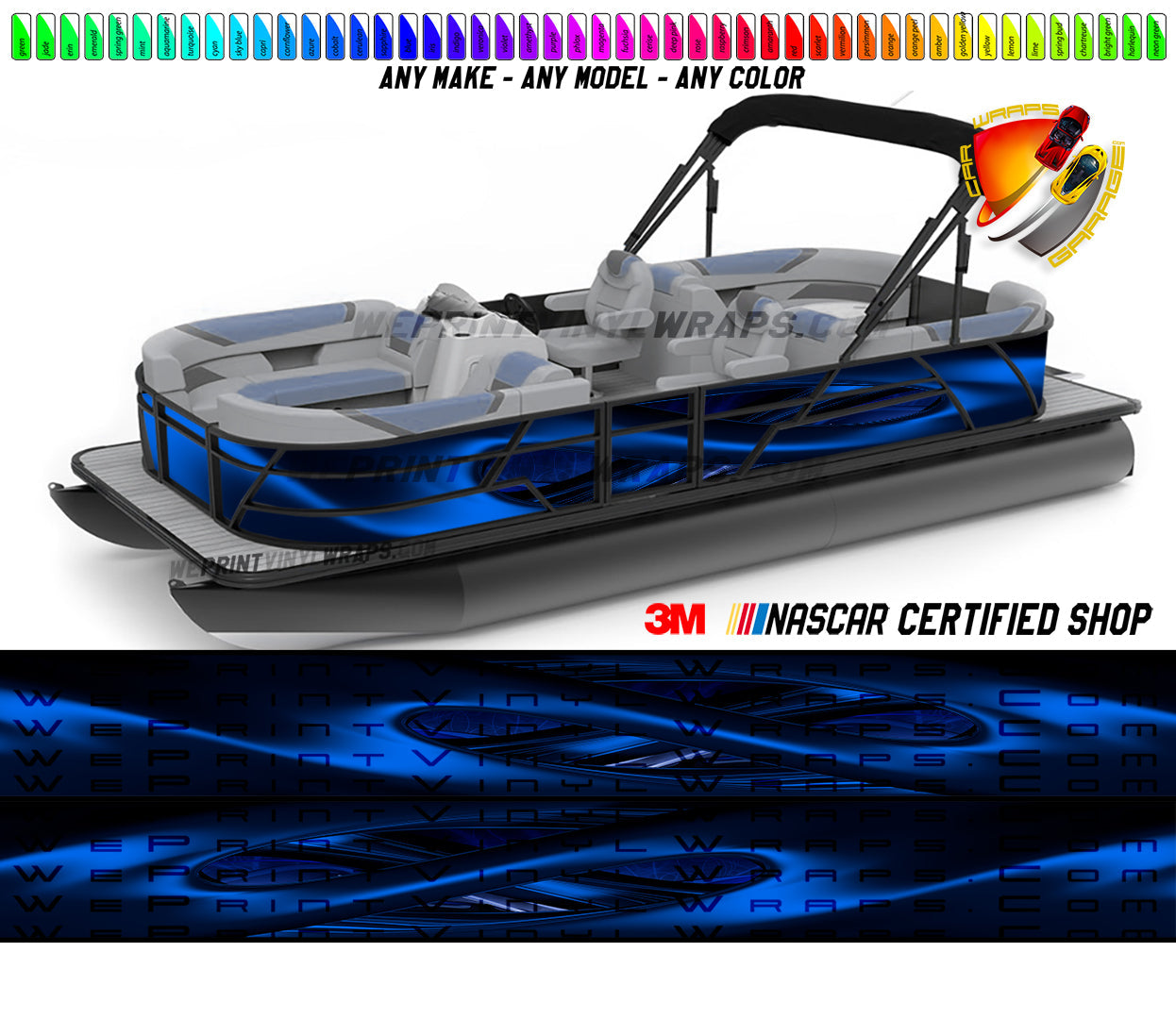 Dark Blue Wavy Graphic Vinyl Boat Wrap Decal Fishing Pontoon Sportsman Console Bowriders Deck Boat Watercraft All boats Decal