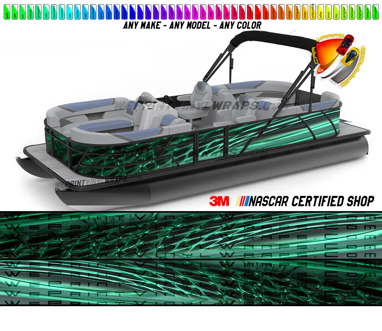Emerald Green Graphic Vinyl Boat Wrap Decal Fishing Pontoon Sportsman Console Bowriders Deck Boat Watercraft All boats Decal